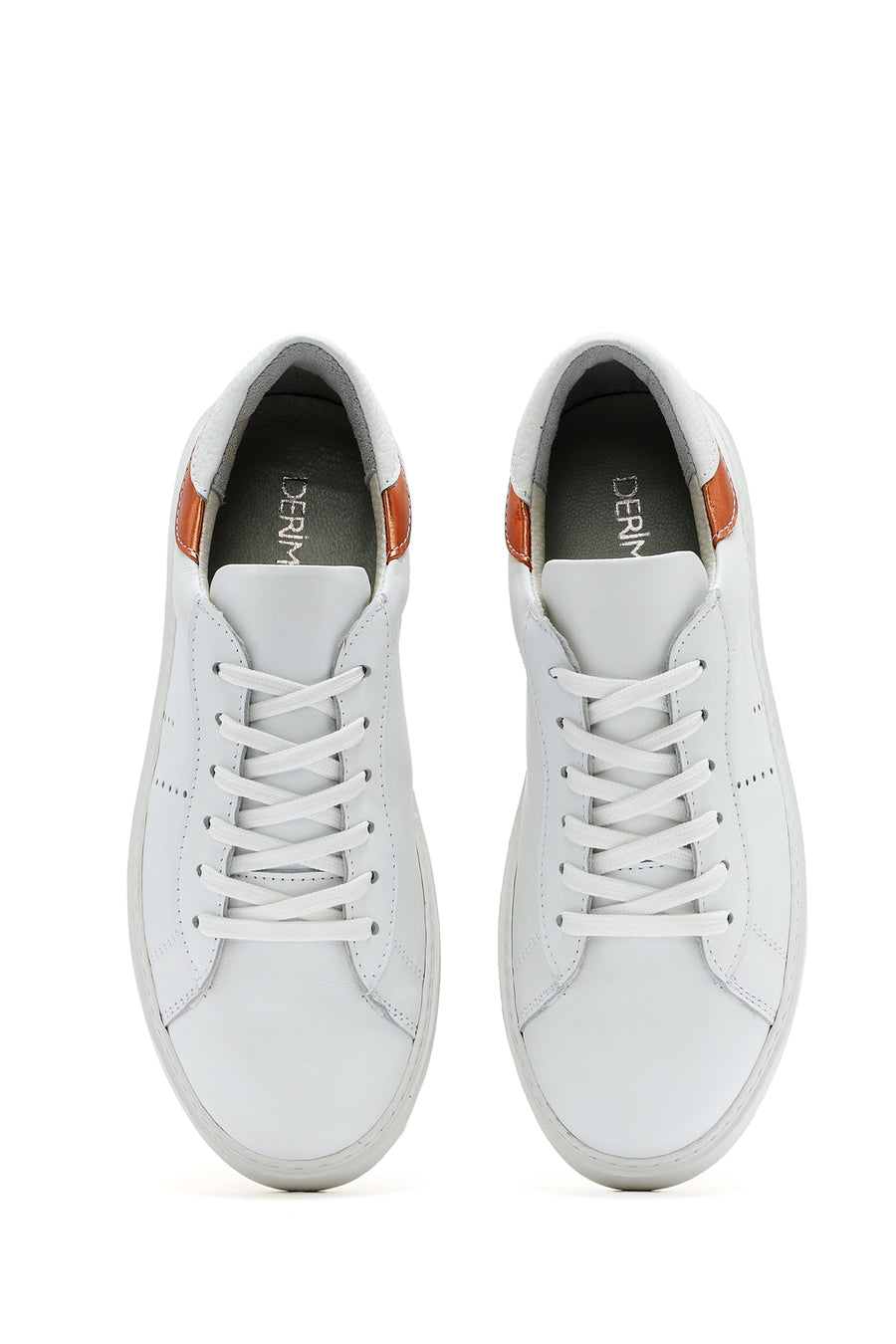 Kadın Beyaz Bağcıklı Deri Sneaker