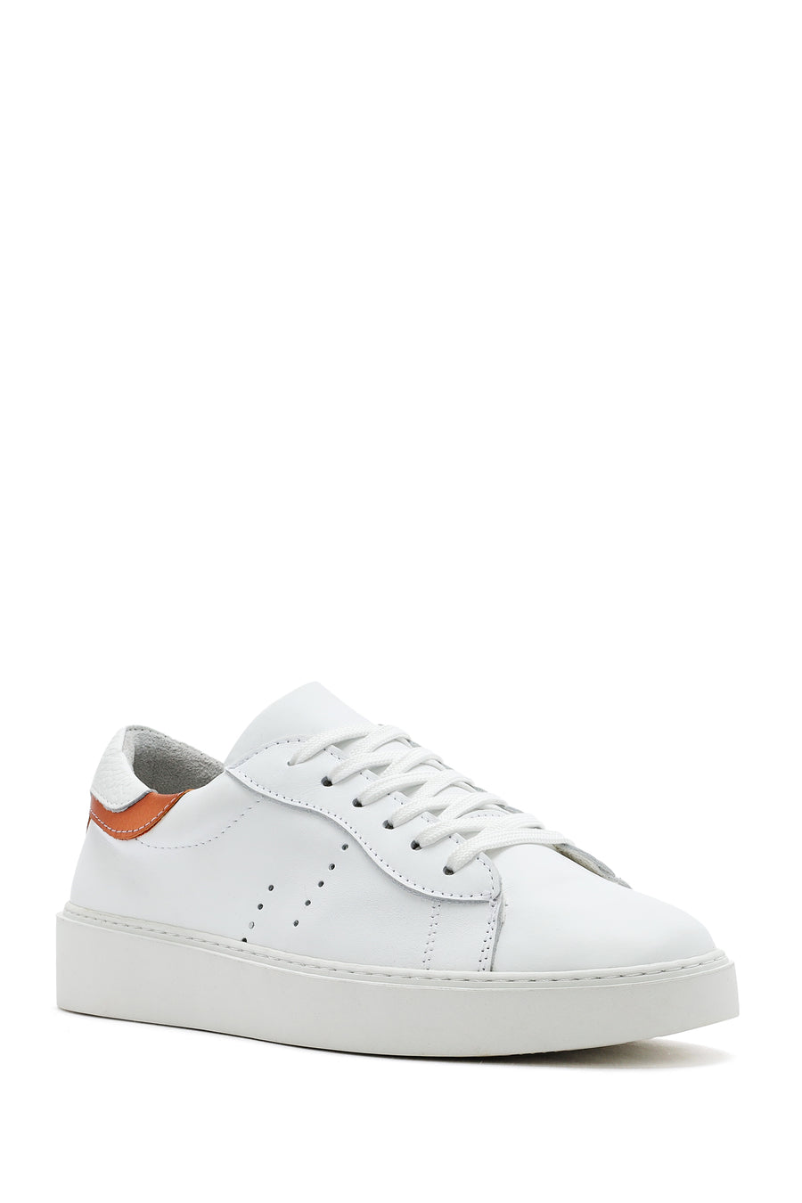 Kadın Beyaz Bağcıklı Deri Sneaker