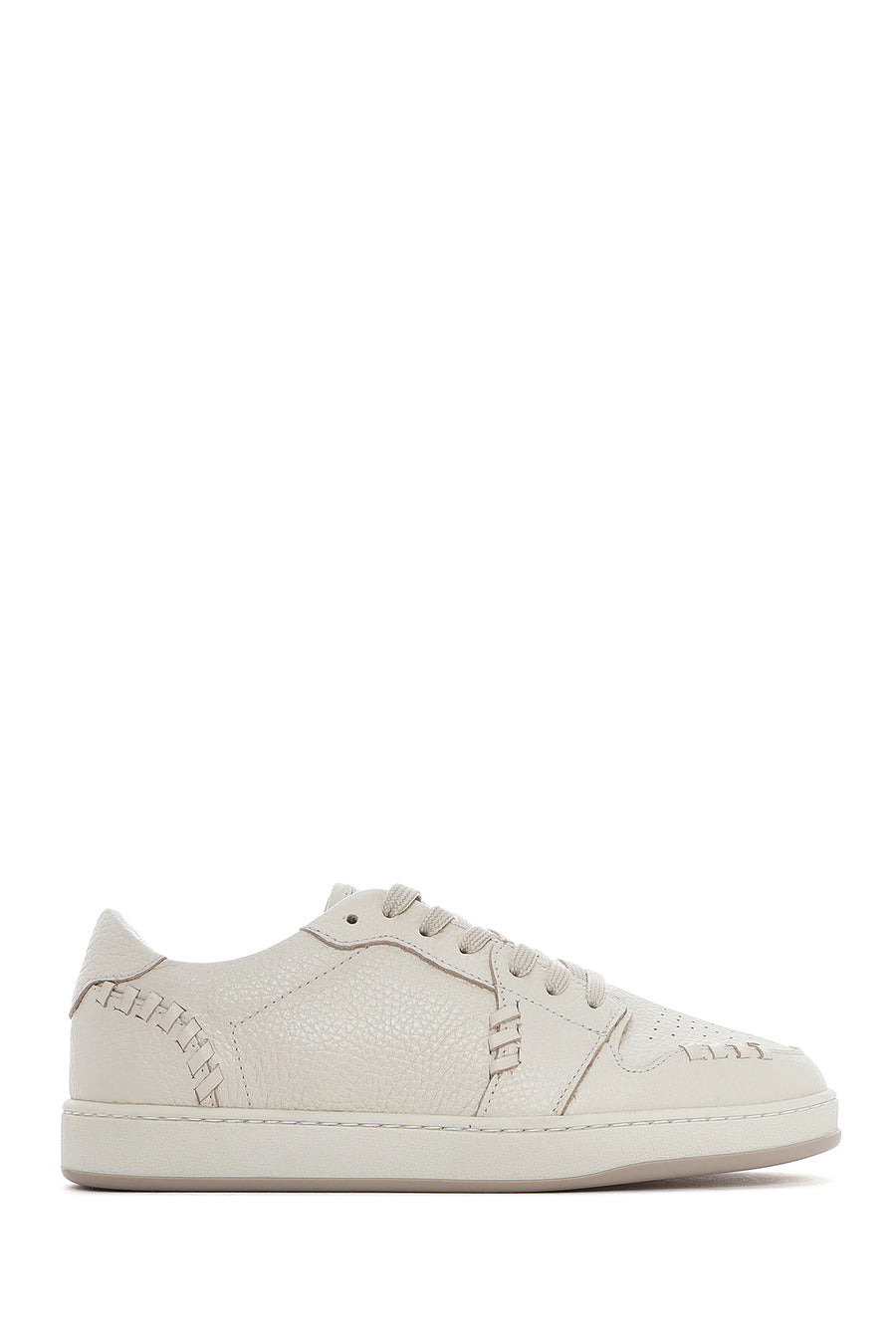 Kadın Krem Bağcıklı Deri Sneaker 25SFD4203FT | Derimod