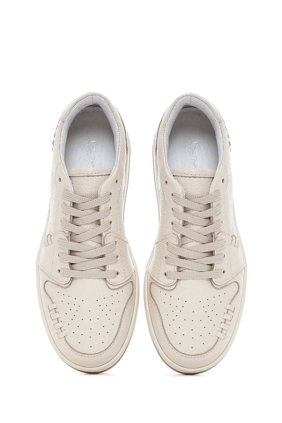 Kadın Krem Bağcıklı Deri Sneaker
