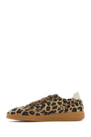 Kadın Leopar Bağcıklı Deri Sneaker | Derimod