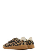 Kadın Leopar Bağcıklı Deri Sneaker | Derimod