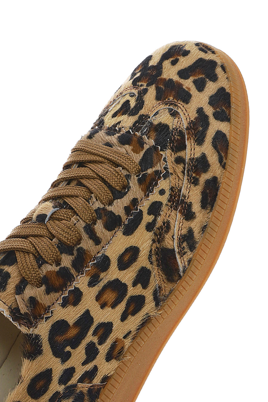 Kadın Leopar Bağcıklı Deri Sneaker