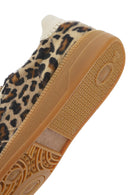 Kadın Leopar Bağcıklı Deri Sneaker | Derimod