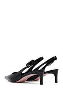 Kadın Siyah Arkası Açık Kısa İnce Topuklu Deri Ayakkabı | Derimod