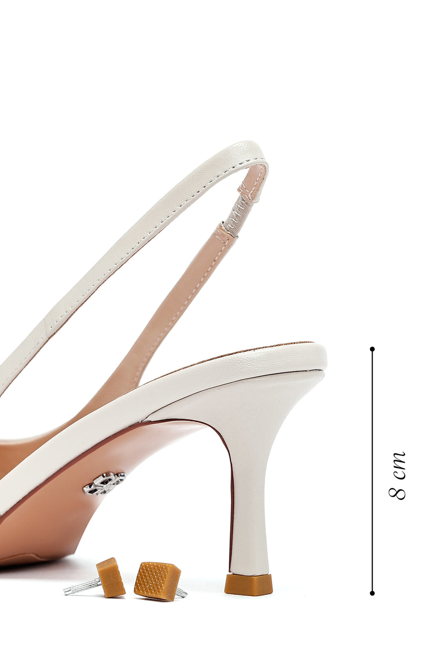 Kadın Krem Arkası Açık İnce Topuklu Deri Ayakkabı
