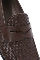 Men's Brown Knit Leather Classic Loafers | Derimod