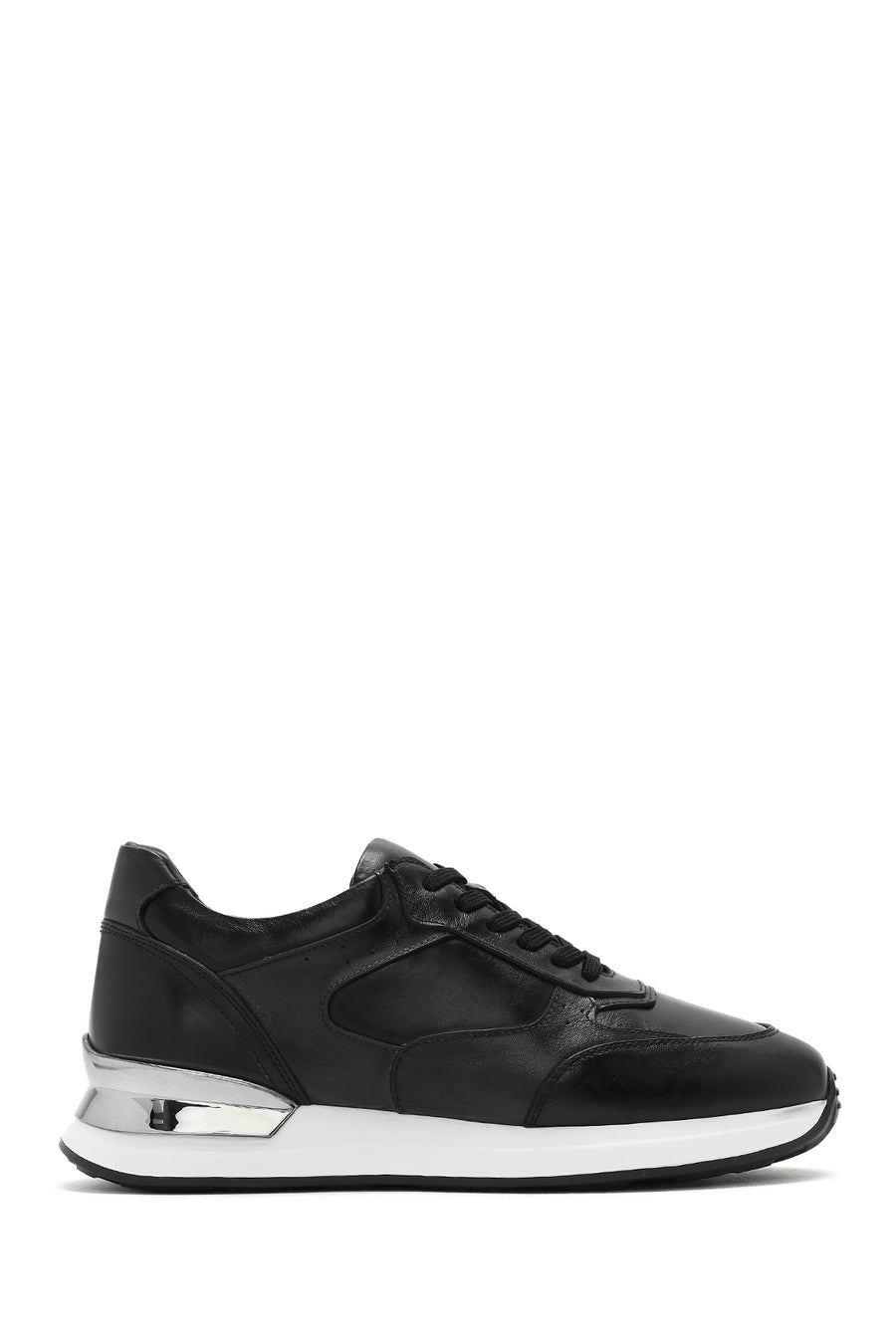 Erkek Siyah Bağcıklı Deri Sneaker 25SFD603818 | Derimod
