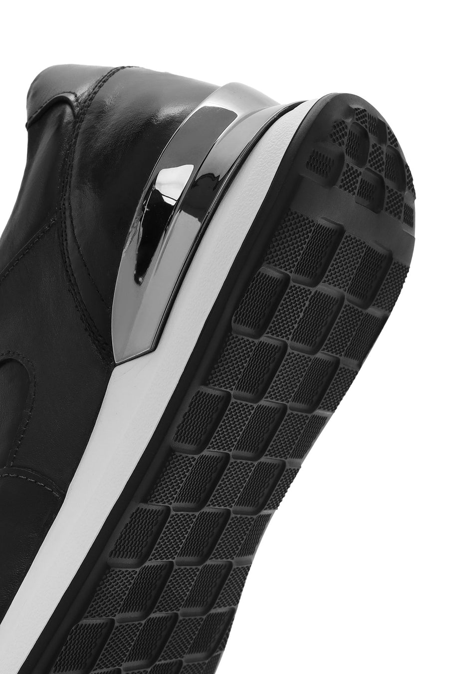 Erkek Siyah Bağcıklı Deri Sneaker