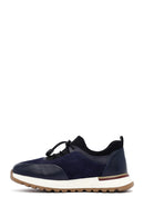 Men's Navy Blue Lace-Up Leather Sneaker | Derimod