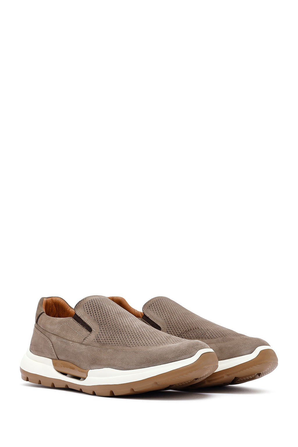 Erkek Vizon Kalın Tabanlı Nubuk Deri Comfort Loafer