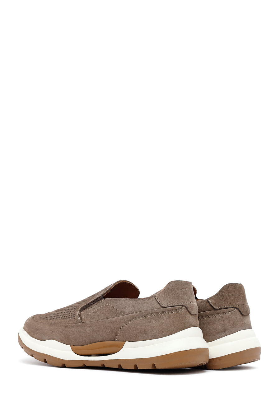 Erkek Vizon Kalın Tabanlı Nubuk Deri Comfort Loafer