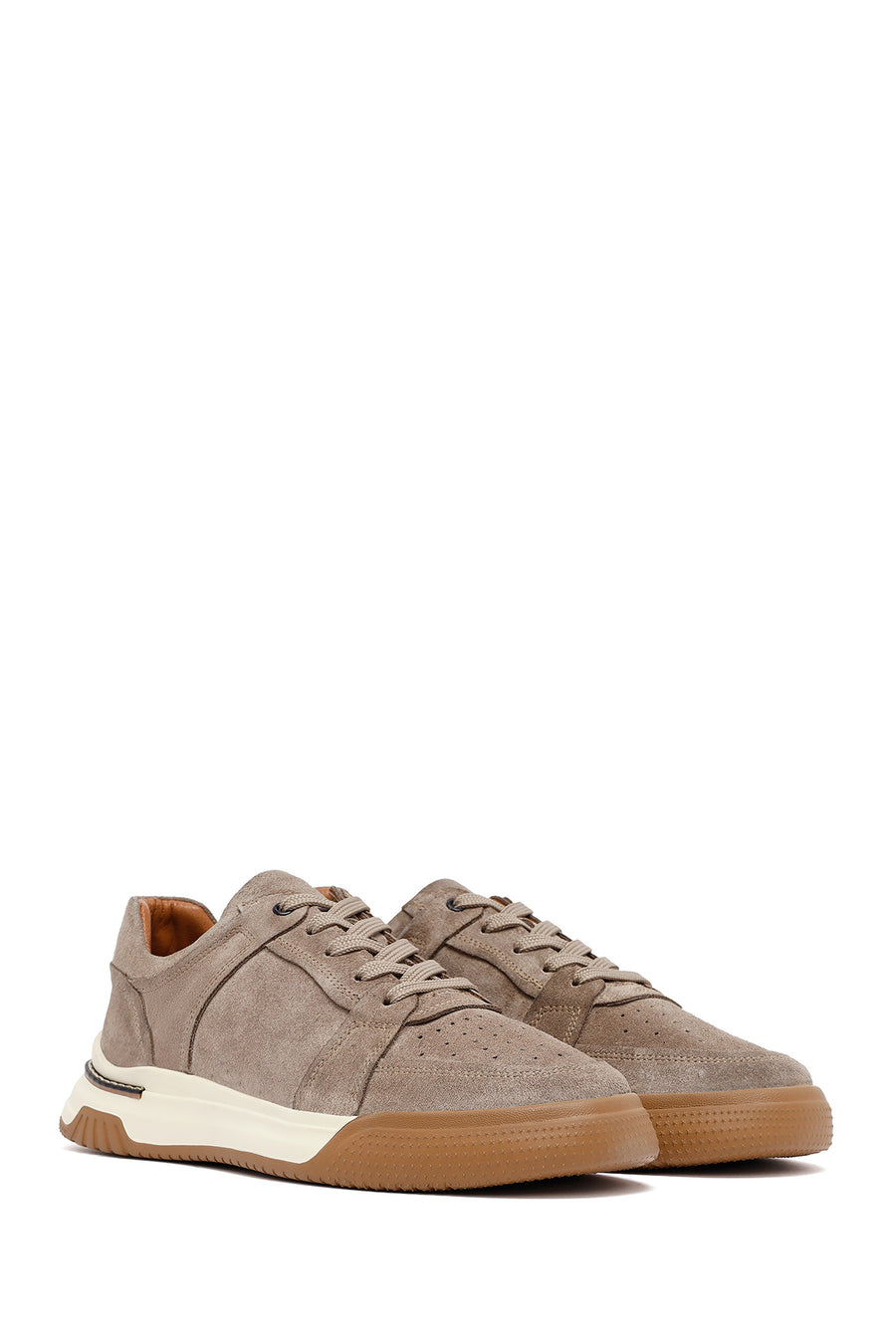 
Men's Beige Lace-Up Suede Leather Sneaker
