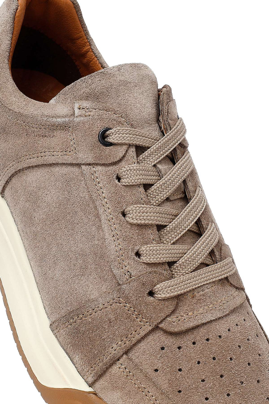 
Men's Beige Lace-Up Suede Leather Sneaker
