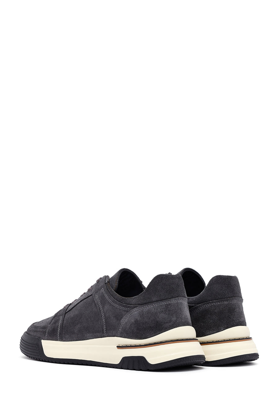 Erkek Gri Bağcıklı Süet Deri Sneaker