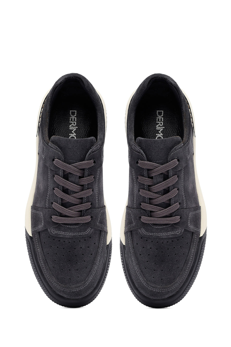 Erkek Gri Bağcıklı Süet Deri Sneaker