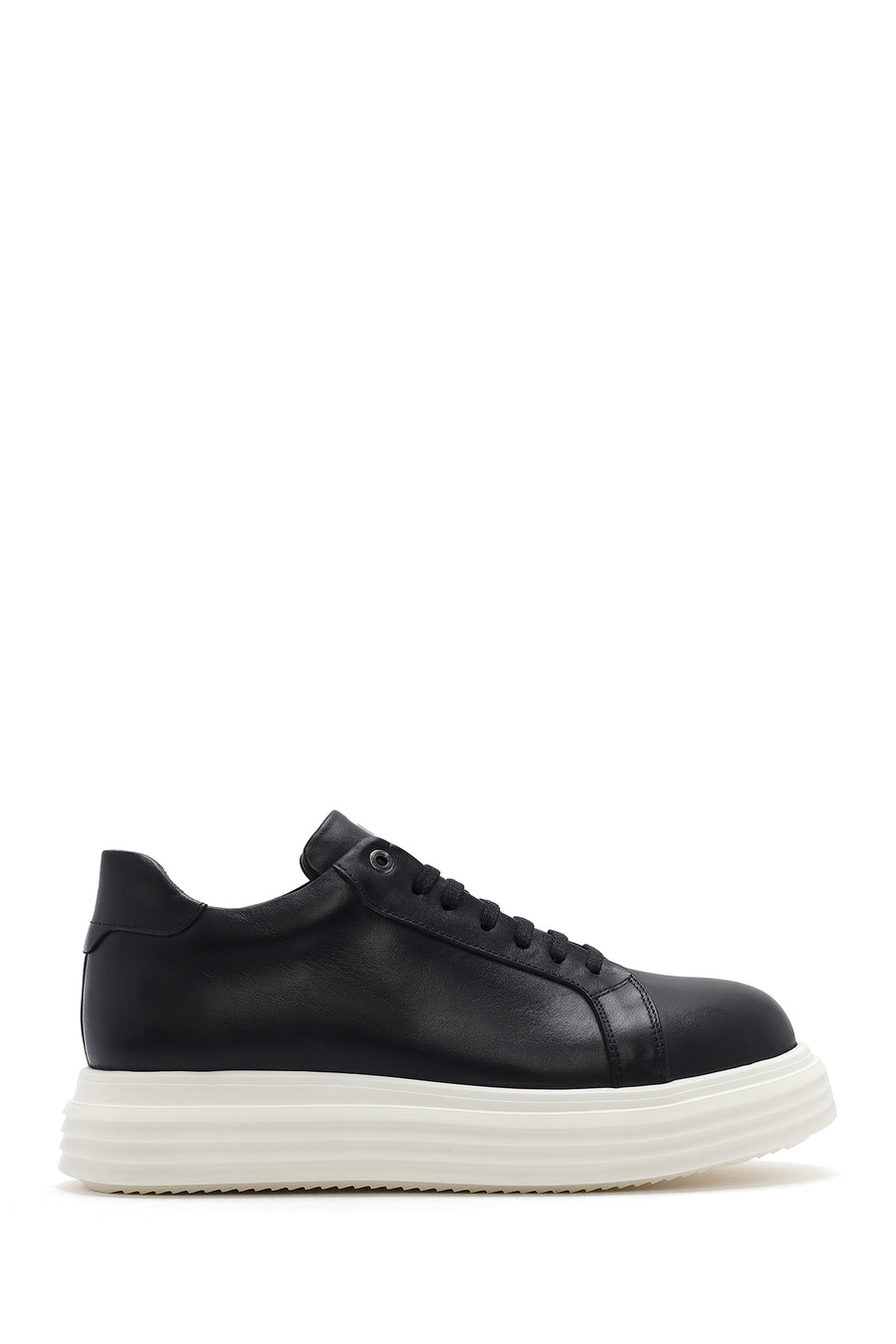 Erkek Siyah Kalın Tabanlı Bağcıklı Deri Sneaker 25SFD654118 | Derimod
