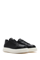 Erkek Siyah Kalın Tabanlı Bağcıklı Deri Sneaker | Derimod