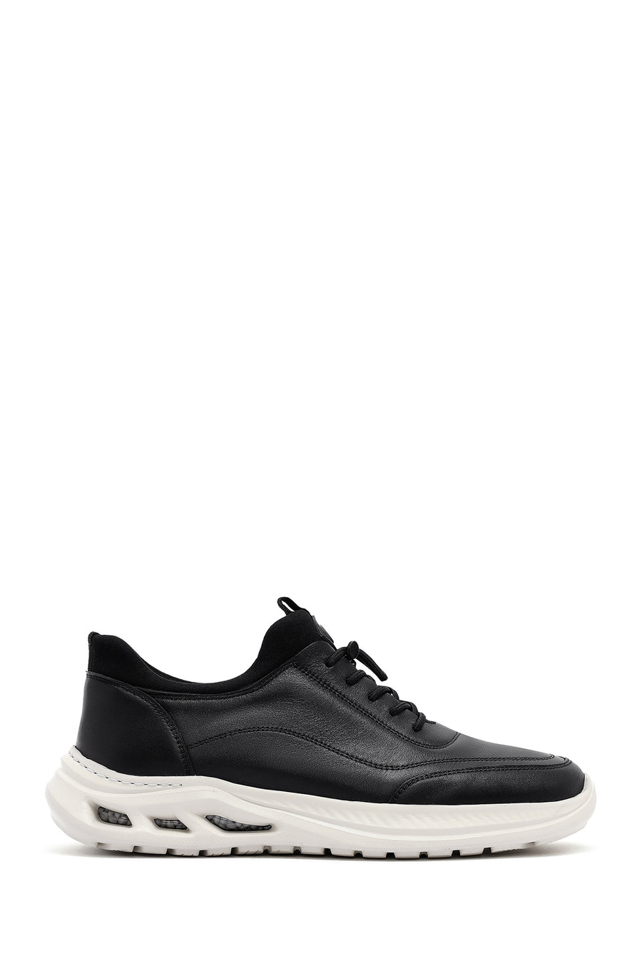 Erkek Siyah Bağcıklı Kalın Tabanlı Deri Sneaker 25SFD6760FT | Derimod