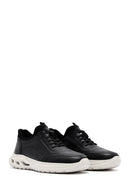 Erkek Siyah Bağcıklı Kalın Tabanlı Deri Sneaker | Derimod