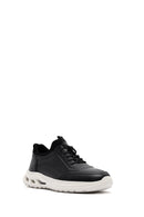 Erkek Siyah Bağcıklı Kalın Tabanlı Deri Sneaker | Derimod