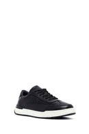 Erkek Siyah Bağcıklı Deri Sneaker | Derimod