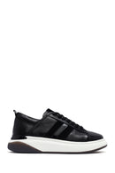 Erkek Siyah Bağcıklı Kalın Tabanlı Deri Sneaker | Derimod