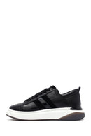 Erkek Siyah Bağcıklı Kalın Tabanlı Deri Sneaker | Derimod