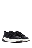 Erkek Siyah Bağcıklı Kalın Tabanlı Deri Sneaker | Derimod