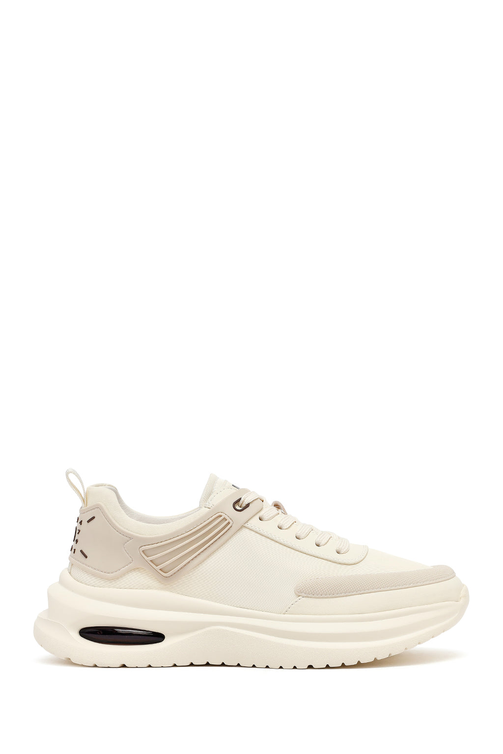 Erkek Bej Bağcıklı Kalın Tabanlı Kumaş Sneaker