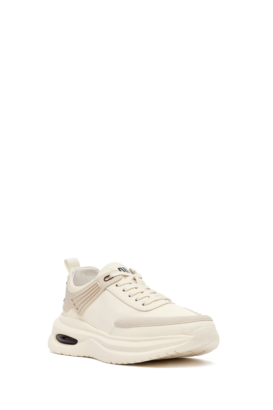 Erkek Bej Bağcıklı Kalın Tabanlı Kumaş Sneaker