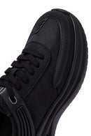 Erkek Siyah Bağcıklı Kalın Tabanlı Kumaş Sneaker | Derimod