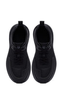 Erkek Siyah Bağcıklı Kalın Tabanlı Kumaş Sneaker | Derimod