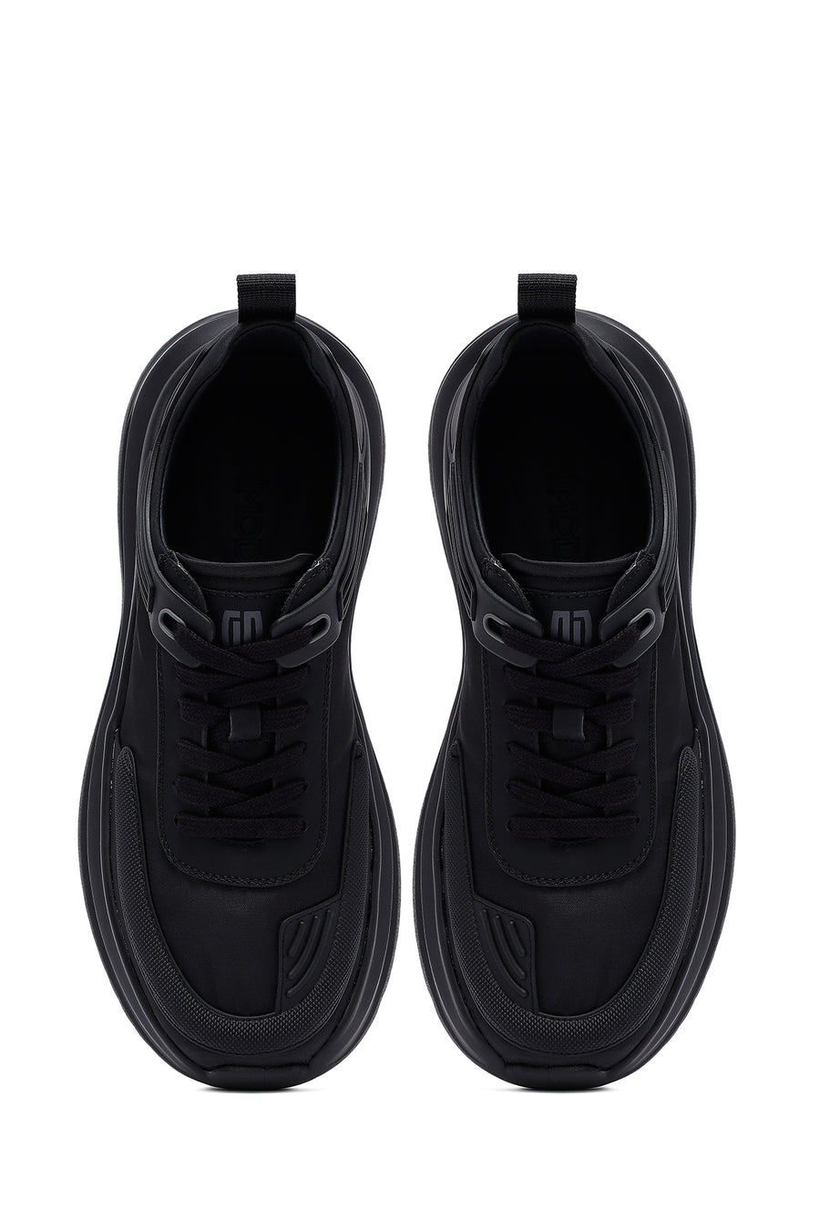 Erkek Siyah Bağcıklı Kalın Tabanlı Kumaş Sneaker