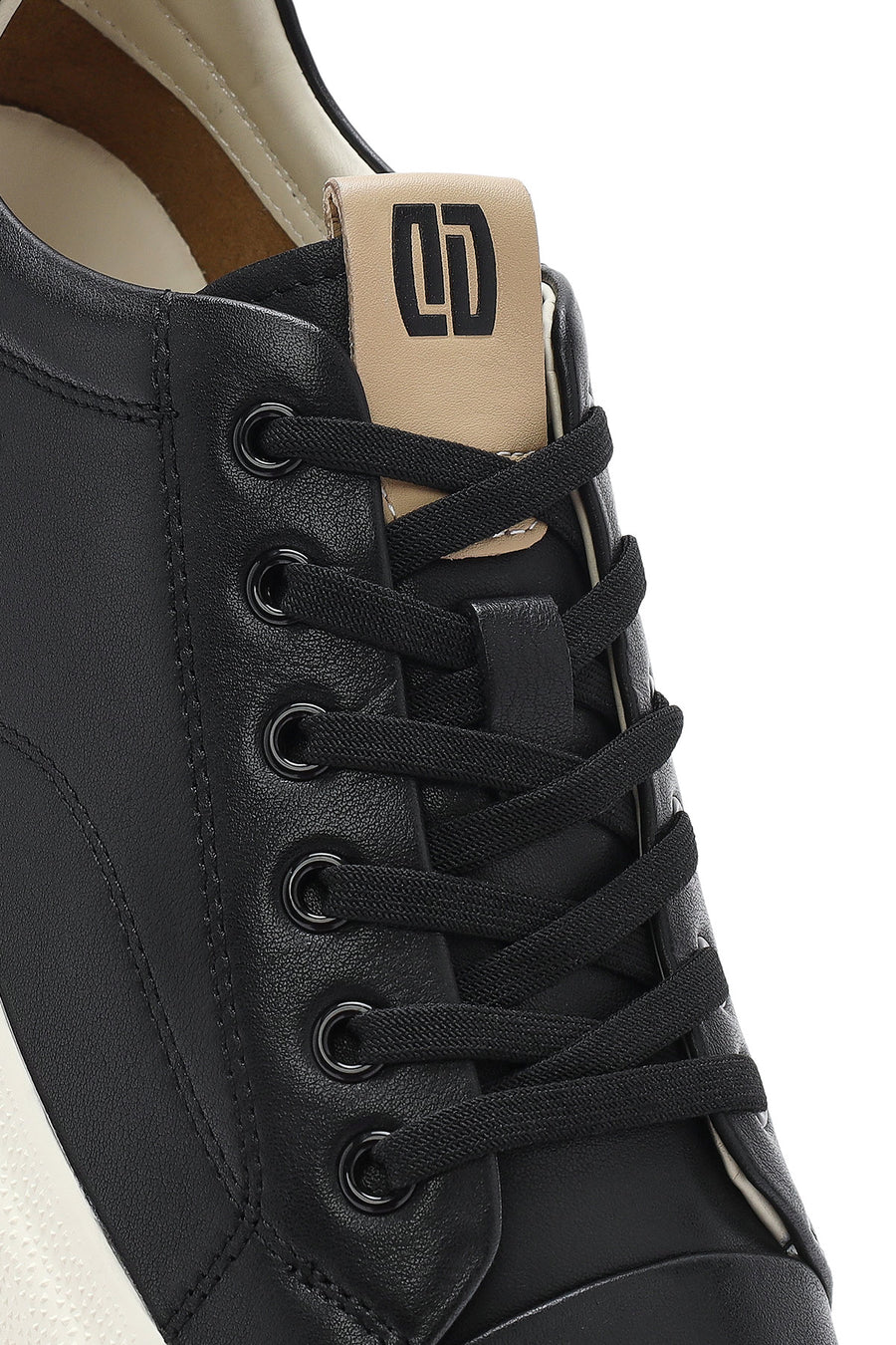 Erkek Siyah Bağcıklı Deri Sneaker