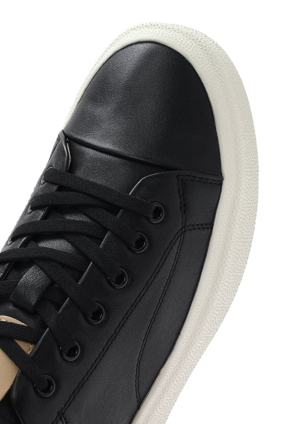 Erkek Siyah Bağcıklı Deri Sneaker