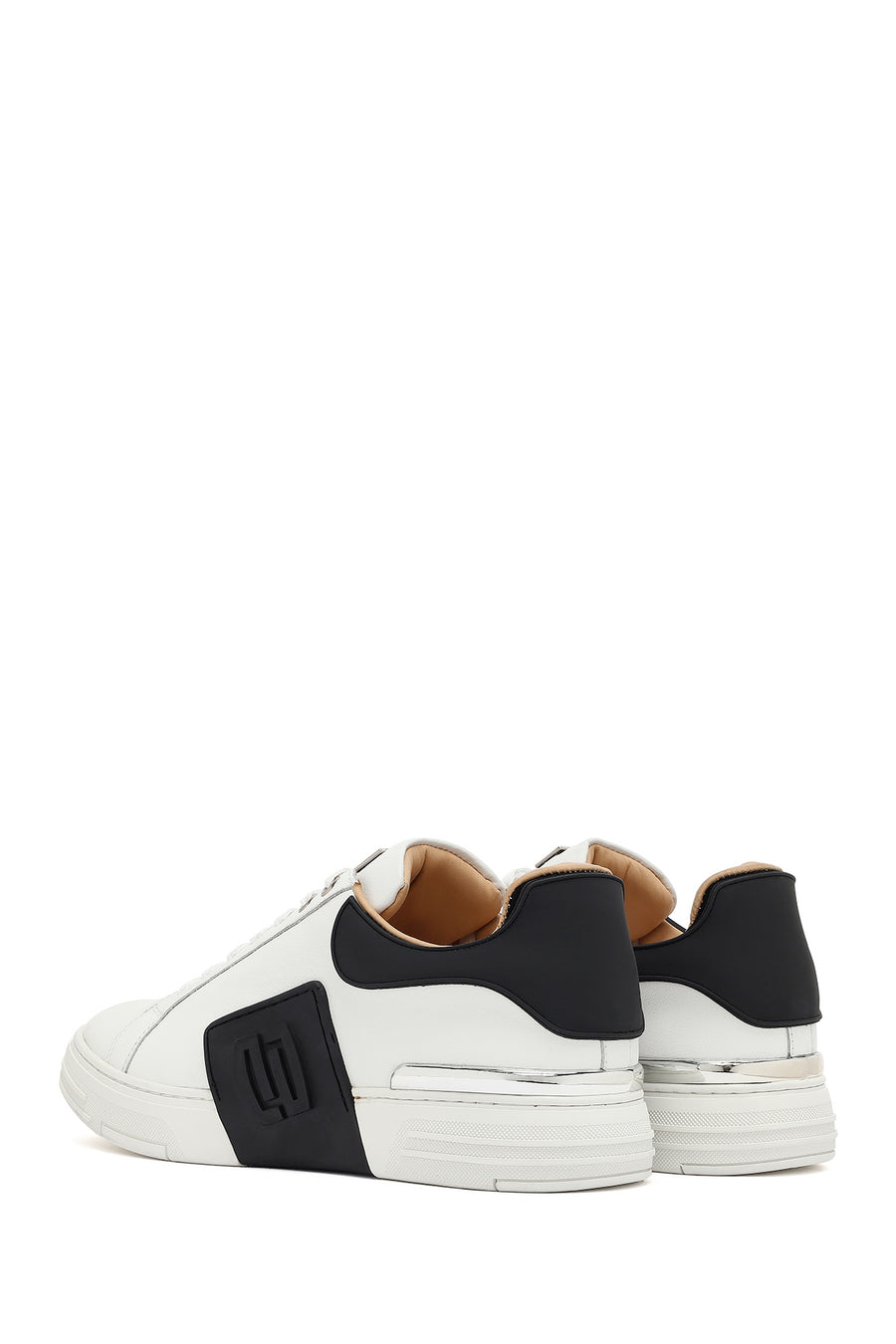 Erkek Beyaz Bağcıklı Kalın Tabanlı Deri Sneaker