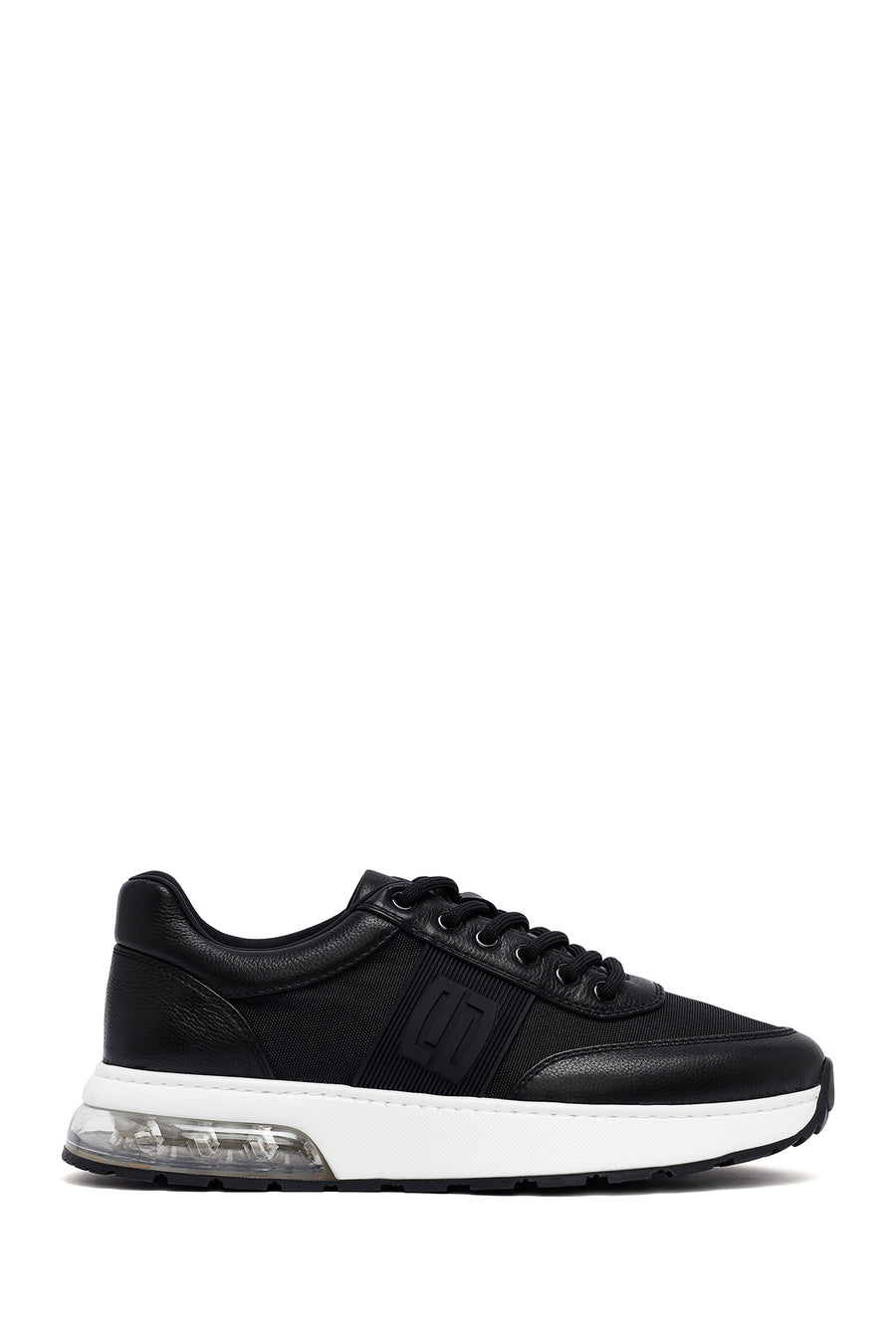 Derimod Zero Erkek Siyah Bağcıklı Kalın Tabanlı Deri Sneaker 25SFD694514 | Derimod