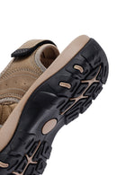 Erkek Bej Deri Outdoor Sandalet | Derimod