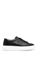 Erkek Siyah Bağcıklı Kalın Tabanlı Deri Sneaker | Derimod