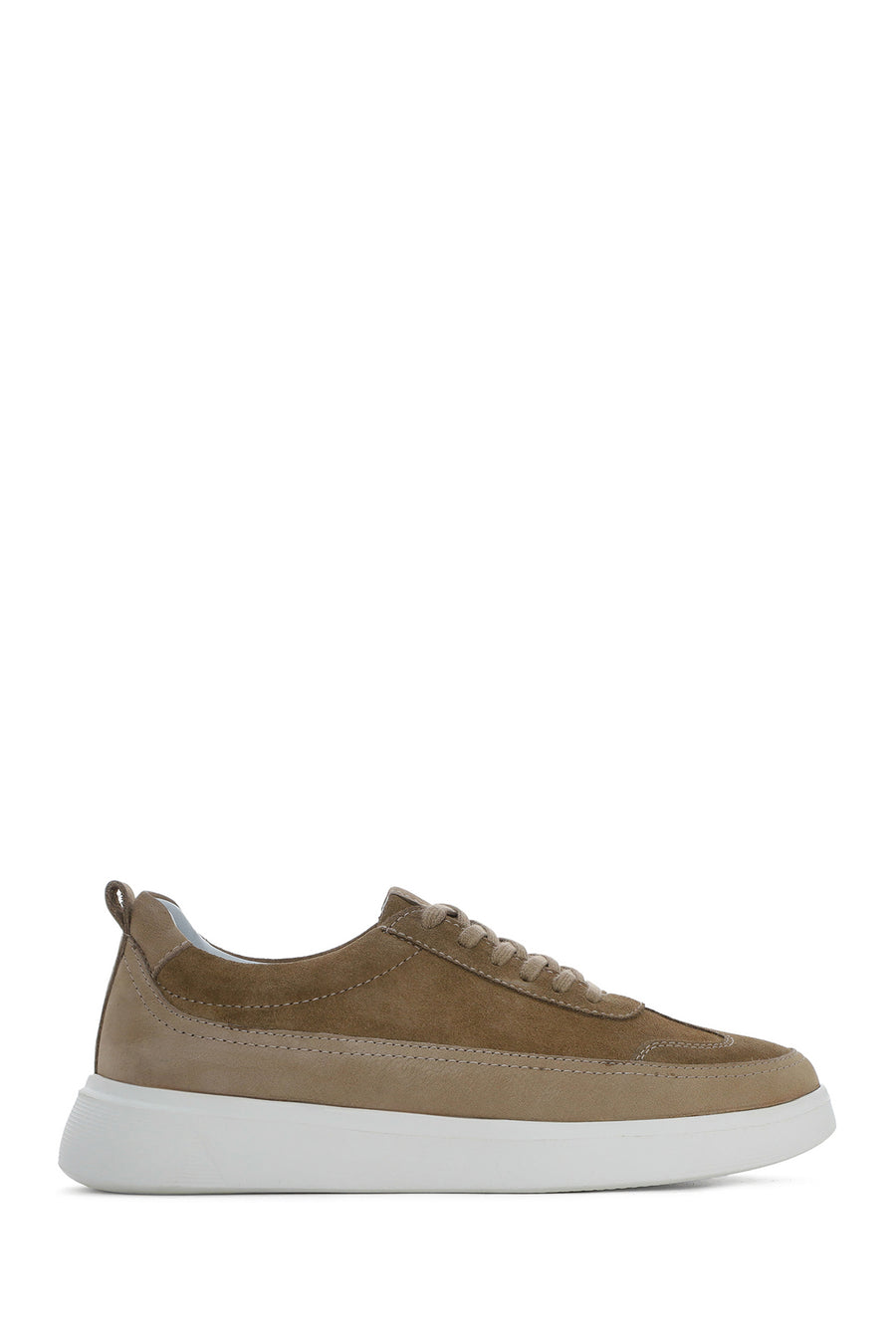 Erkek Vizon Bağcıklı Kalın Tabanlı Deri Sneaker 25SFD700214 | Derimod
