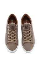 Erkek Vizon Bağcıklı Nubuk Deri Sneaker | Derimod