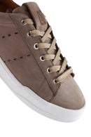 Erkek Vizon Bağcıklı Nubuk Deri Sneaker | Derimod