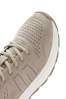 Erkek Bej Bağcıklı Nubuk Deri Sneaker | Derimod