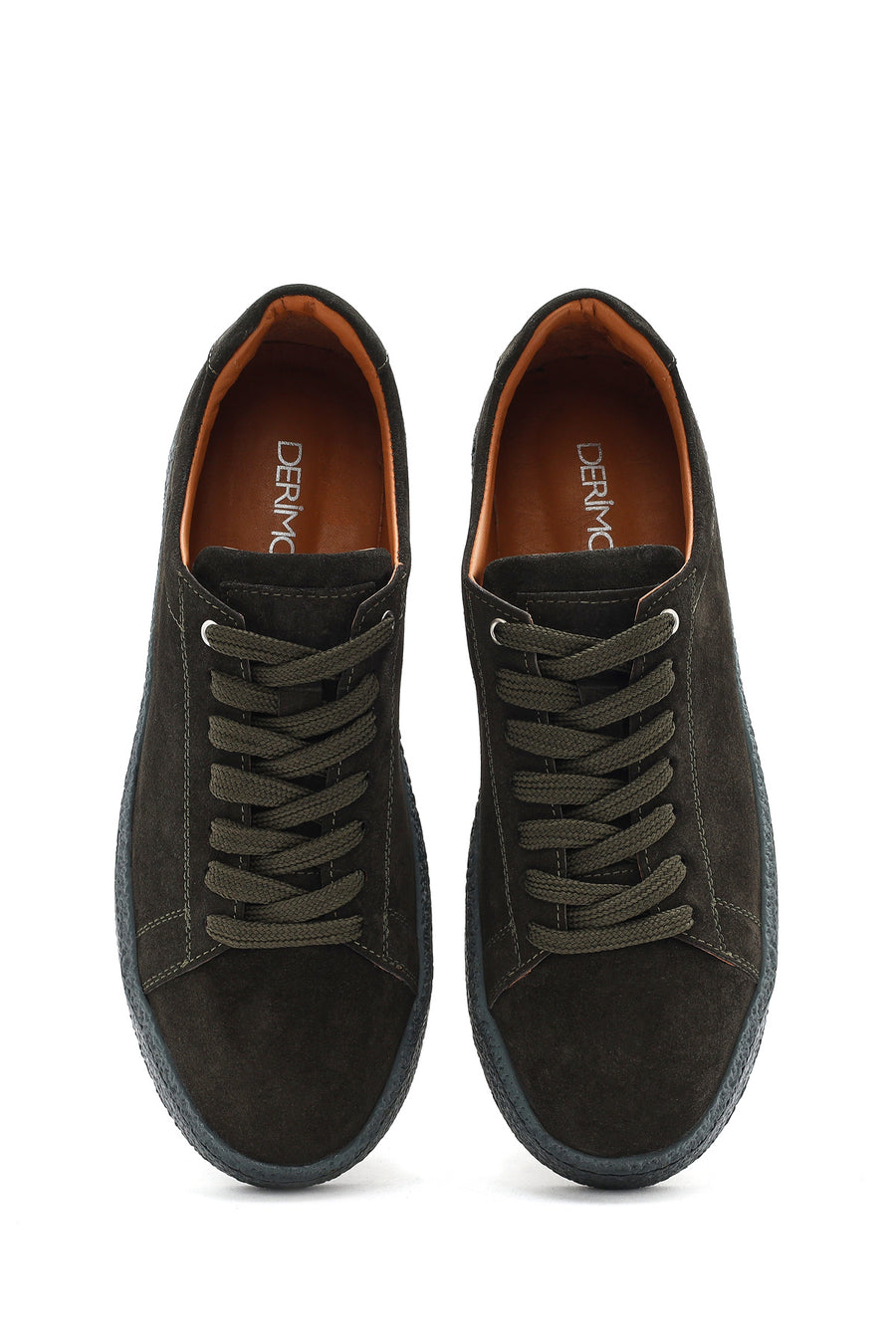 Erkek Haki Bağcıklı Süet Deri Sneaker