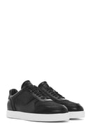 Erkek Siyah Bağcıklı Deri Sneaker | Derimod