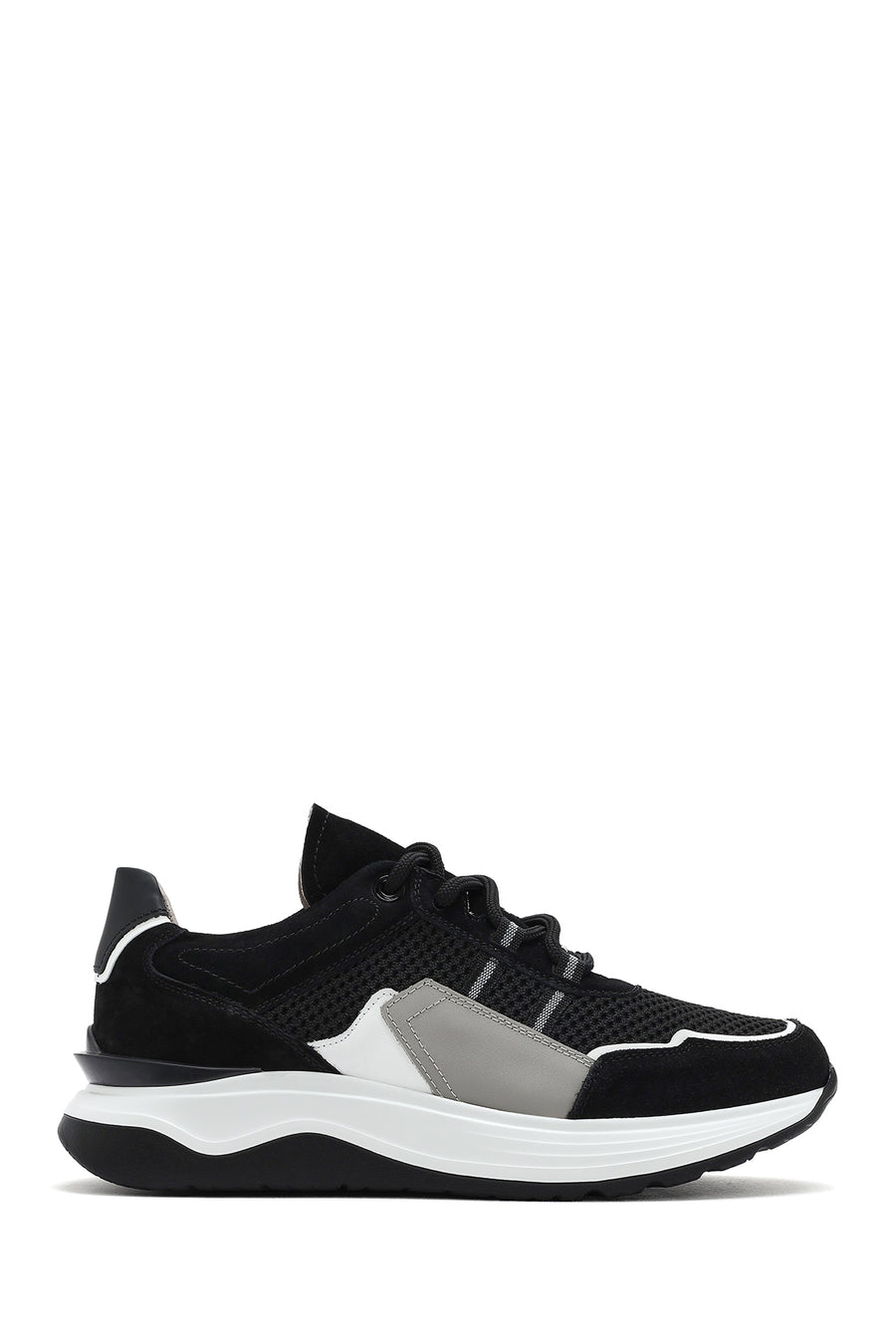 Erkek Siyah Bağcıklı Kalın Tabanlı Deri Sneaker 25SFD795014 | Derimod