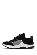 Erkek Siyah Bağcıklı Kalın Tabanlı Deri Sneaker | Derimod