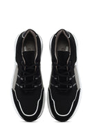 Erkek Siyah Bağcıklı Kalın Tabanlı Deri Sneaker | Derimod