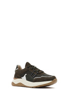 Erkek Haki Bağcıklı Kalın Tabanlı Deri Sneaker | Derimod